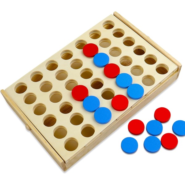 Wooden Line 4 Connect Board Game, Line up 4 Folding Game, Clas