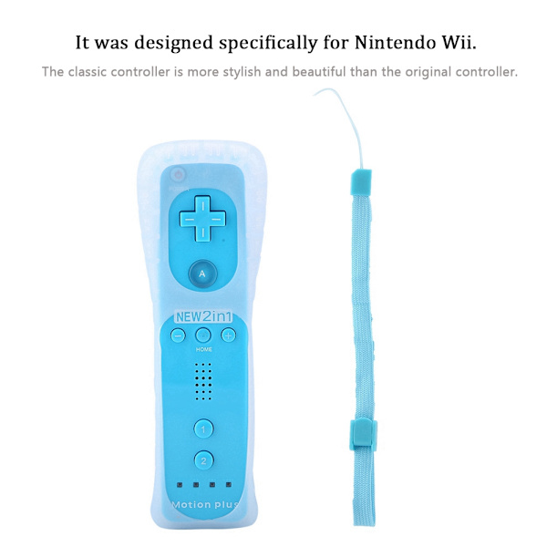 Somatosensorisk Spillhåndtak Kontroller Gamepad Bygget Inn Akselerator For Nintendo Wii WiiU (Blå)