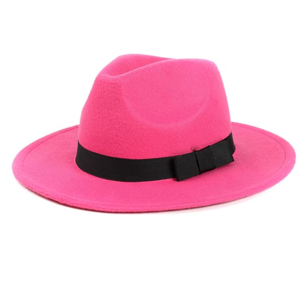 Dame Stilig Topphatt Knusbar Ullfilt Outback Hatt Britisk Stil Hodeplagg Bred Brem Beltehatt Rose Red