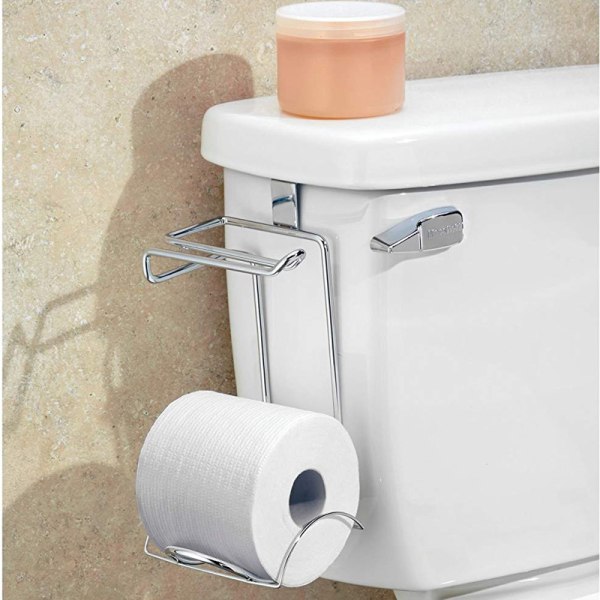 Dubbellagers toalettpappershållare -Svart, hängkrok Rullpappershållare Förvaringsställ Rullhållare Ingen borrning Pappershandduksförvaring för badrum