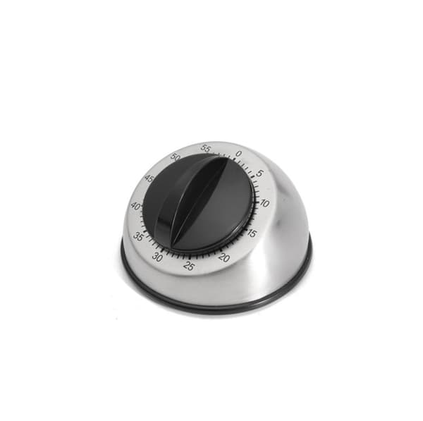 [02]Piao Kvalitets Mekanisk Køkkentimer Op Til 60 Minutter - Batterifri - 2 Års Garanti, Rustfrit Stål, Sort/Sølv