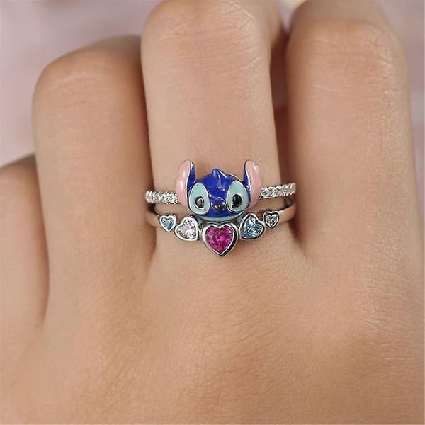 Lilo & Stitch Ringe Mousserende Hjerte Cubic Zirconia Ring Kvinder Mode Smykker Gave 9