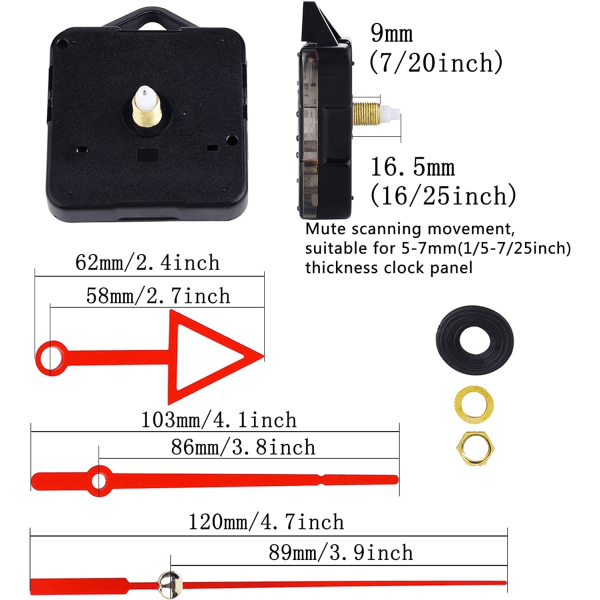 Urbevægelse Quartz Spindelbevægelse DIY Movement Reparationsværktøj, 3/25 tommer maksimal skivetykkelse, 1/2 tomme total skaftlængde