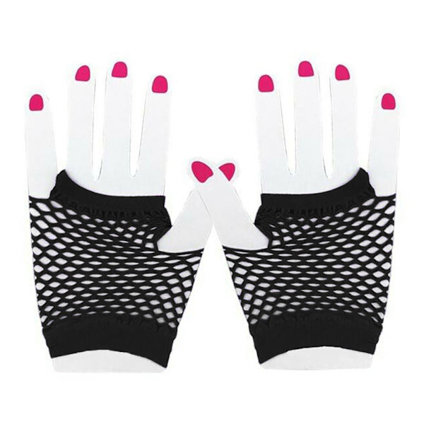Mesh Kortar Handskar Andningsbara Elastiska Klassiska Fingerlösa Fiskgarn Handskar för Bröllop Fest Cosplay Prestanda Svart
