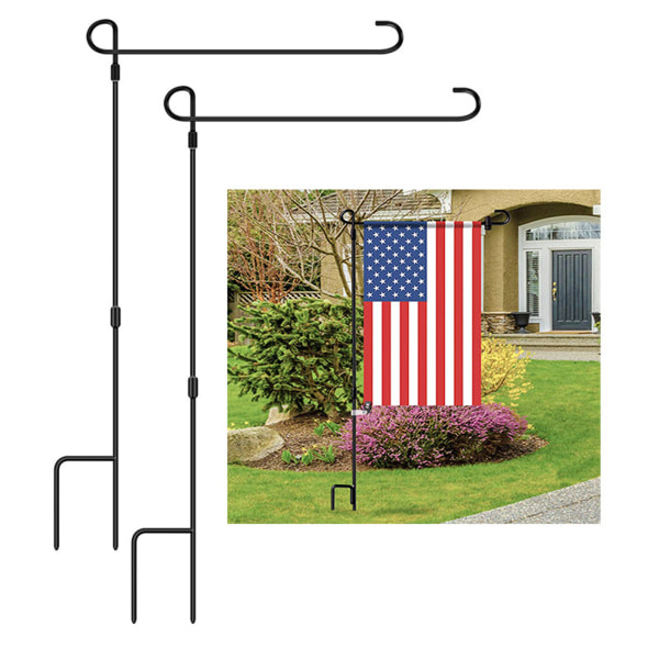 Trädgårdsflaggspole för utomhusgård, amerikansk trädgårdsflaggspolefäste - (2 st, total höjd 90 cm, horisontellt fäste 45 cm)