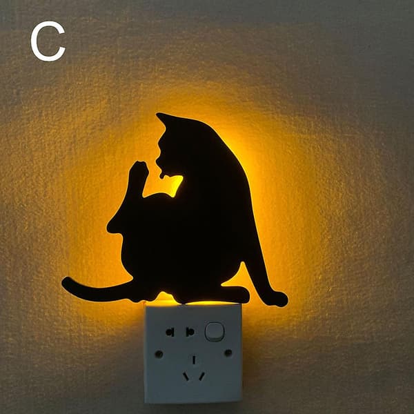 Stemme lyssensorbryter Katt nattlys LED-projeksjonslys Vegglampe Silhuettlys Dyr H