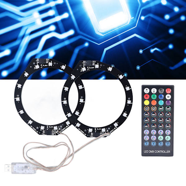 RGB LED Lysring Bluetooth Synkroniseret Musik 400 Effekter 8 Farver LED Båndlys med App Kontrol til PS5 Konsol