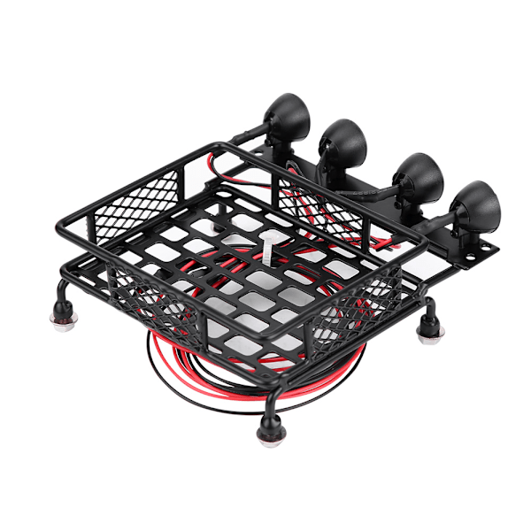 Takräcke för Bagage med LED-Ljus Rund för SCX10 1/10 RC Bil (4 Vita)