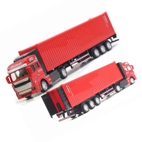 Rød Pull Back Container Lastbil Legetøj Høj Simulation Plast Legering Model til Drenge Piger Børn Gave