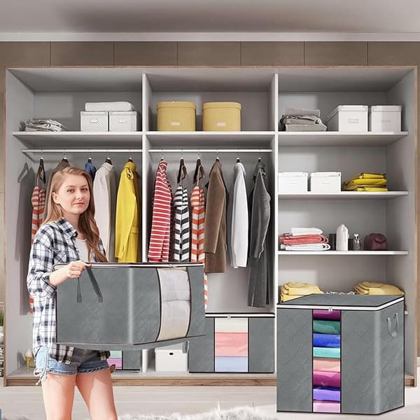 【bt02】Storage Boxes for Wardrobe, 6 Pcs 90L Foldable Storage Organizer Box