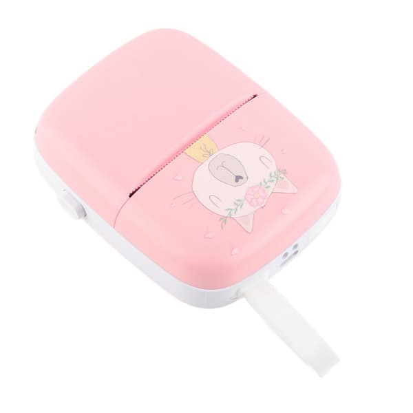Bærbar Bluetooth Termisk Printer 200dpi Blækfri Trådløs Mini Lomme Printer med 5 Ruller Pink Papir
