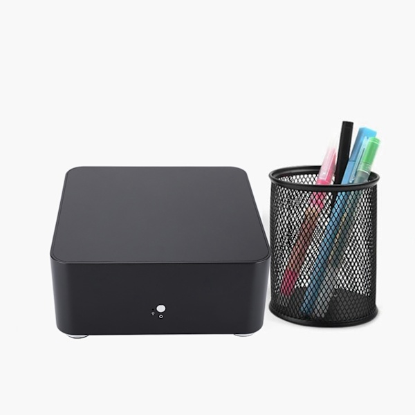 Mini ITX Computer Case Aluminiumlegering HTPC Kabinet Sort L80 med USB 2.0