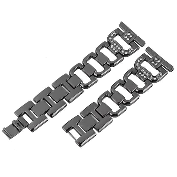 Sort Urrem i Rustfrit Stål Udskiftningsrem til Fitbit Versa Metal Armbånd
