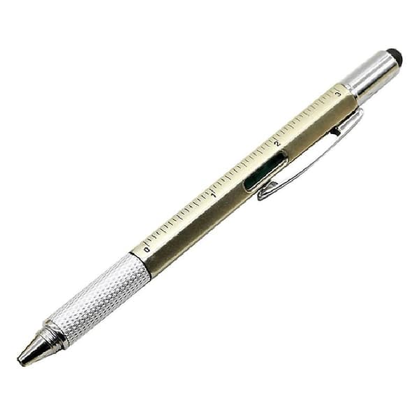 6 i 1 Multifunktionel Stylus Pen med Sort/Blå Refill Værktøj Tech Kuglepen med Klips Glat Blue Black Refill