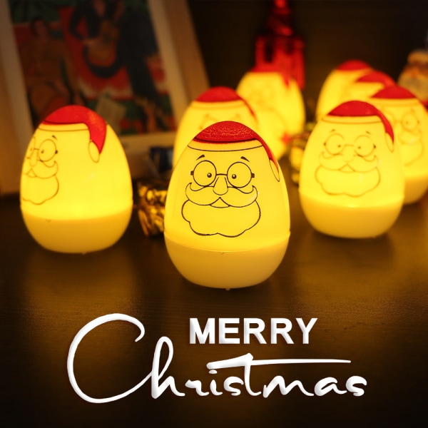 12 Pack Printed Joulupukin söpö munavalo Halloween-jouluinen LED-kynttilänvalolahja (keltainen valo)