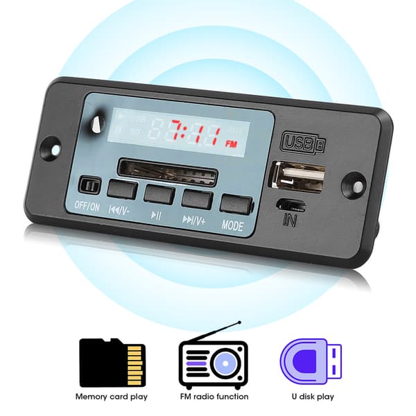5V USB FM Radio MP3-dekodermodul med effektforstærker Musikafspillerkort Sort