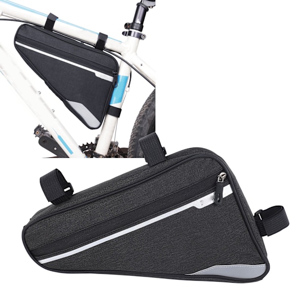 Cykeltripod taske tilbehør 1,2L polyesterfiber vandtæt cykel overrør nederste hjørne taske sort