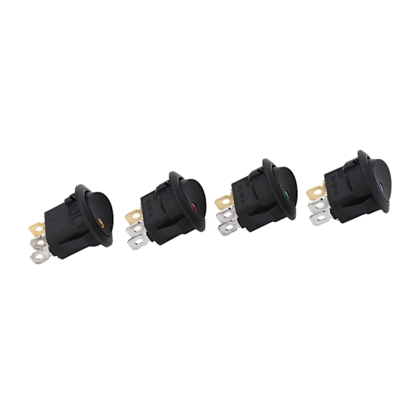 20-pack 12V 3-polig rund vippbrytare med LED - 2-läges på/av-växelspak för maskiner, hållbar ABS-konstruktion
