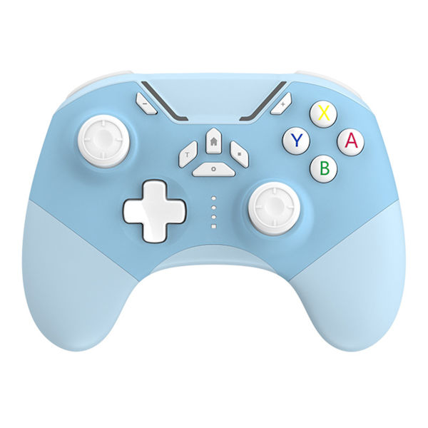 Bluetooth Spilcontroller Multifunktionel Trådløs Gamepad med Strømvisning til Switch PC Telefon Tablet TV Blå