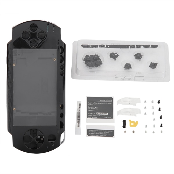 Case Cover Replacement Full Shell Housing Set med knappar Kit för PSP 1000 (svart)