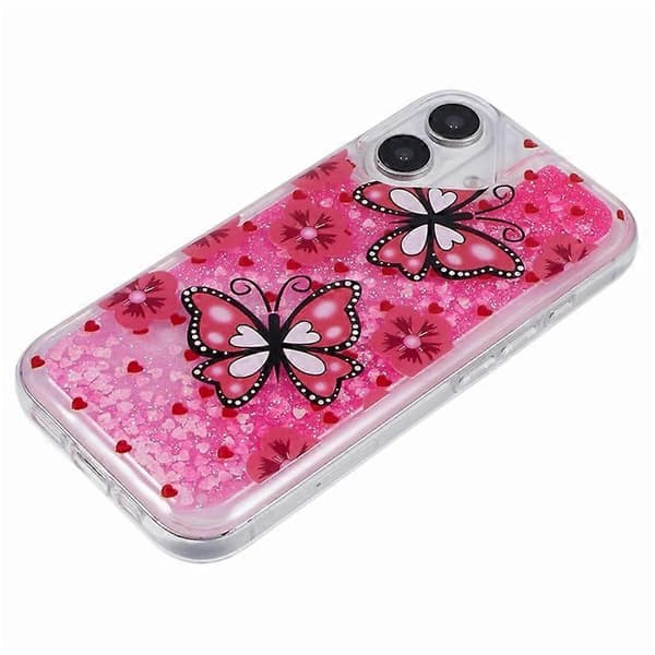 Compatible with iPhone 16 Plus Case Liquid Quicksand Pattern Soft TPU Back Cover Red