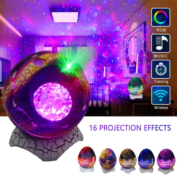 Dinosaur Egg LED-projektorlys Bluetooth-kompatibelt stjerne-omgivelseslys til jul Killer Blue
