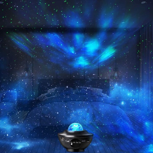 Sort Star Sky-projektor, Galaxy LED-loftsprojektorlampe, Star Sky Night Light Stjerneprojektionslys med timer, Bluetooth til jul/barne-gif