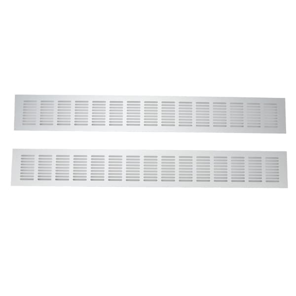 2 stk. rektangulær lufteventilgitter i aluminiumslegering 80x600mm for skap, skoskapventilasjon