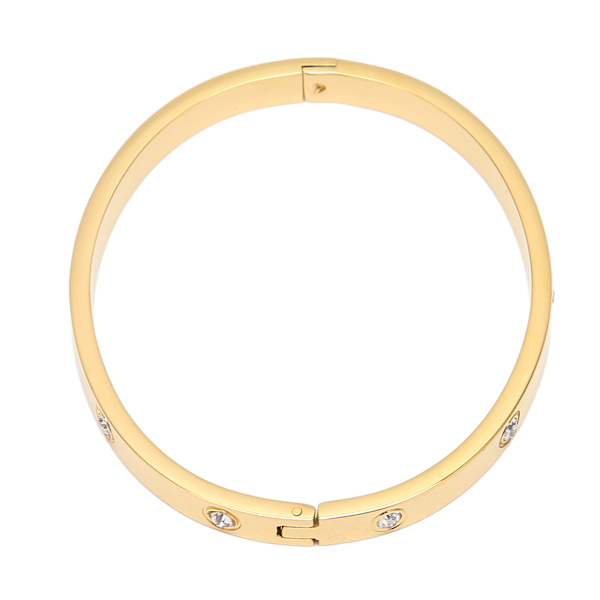 Elegant Minimalistisk Håndlavet Guld Armbånd med Rhinestones til Kvinder - Raffinerede Smykker