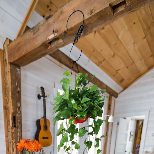 (1 förpackning) (Svart fjädermodell) S-krok 12 tum metall S järnkrok utomhus växt blomkruka hängande fågelmatare 30x13cm