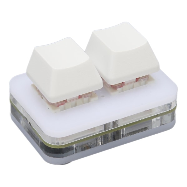 USB 2-knapps Mini Tastatur med Tilpassbar RGB LED Bakgrunnsbelysning, Makroprogrammering for Windows, OS X og Linux (Hvit)