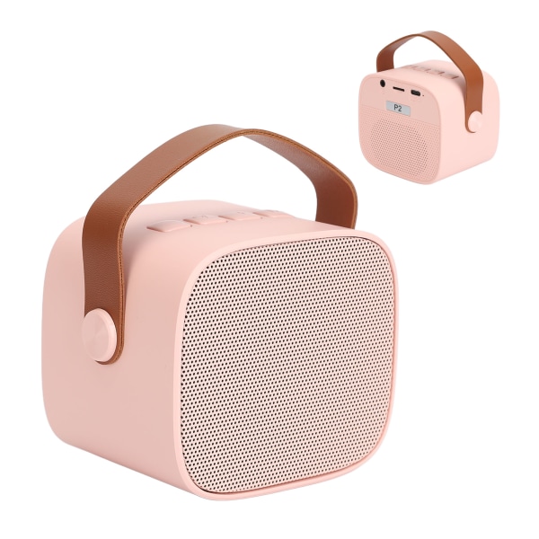 Mini Karaoke Machine Mini Karaoke Bärbar Bluetooth högtalare med 2 trådlösa mikrofoner för barn Vuxna Rosa