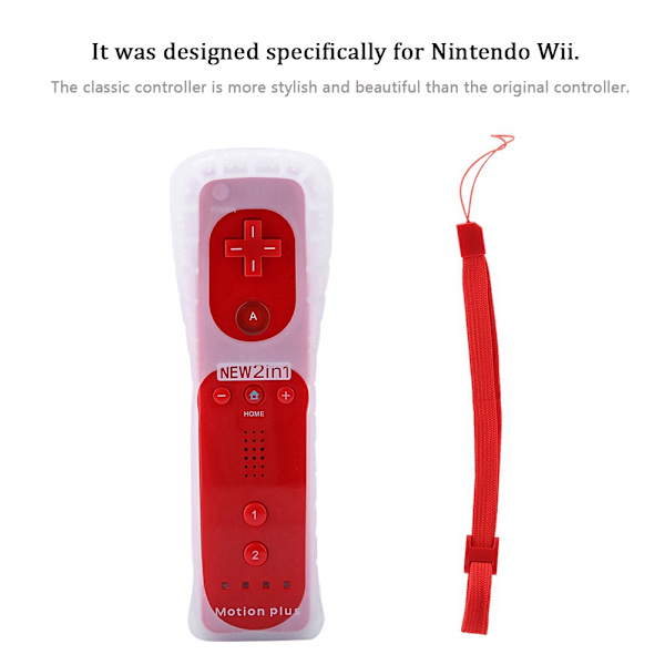 Somatosensorisk Spillhåndtak Kontroller Gamepad Bygget Inn Akselerator For Nintendo Wii WiiU (Rød)