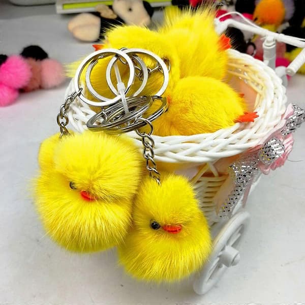 [02]5-pack Pine Yellow Duck Keychain Chicken Keychains for Handbag Backpack Wallet Ins