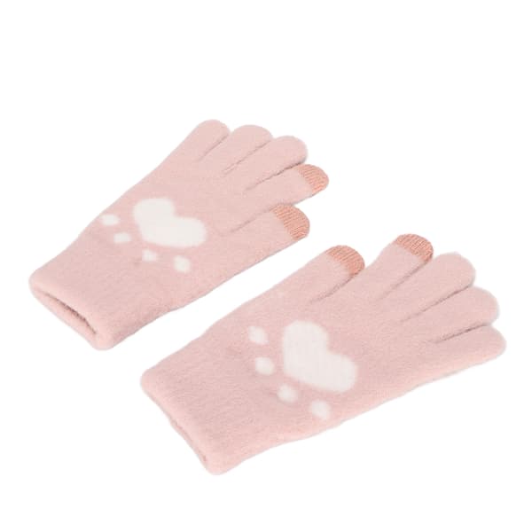 Kattepote Touch Screen Handsker Bløde Varme Mink Pels Vinterhandsker Pink