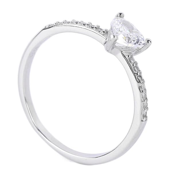 Hjerteformet glitrende zirkonia S925 sølvring for kvinner Elegant søtt design