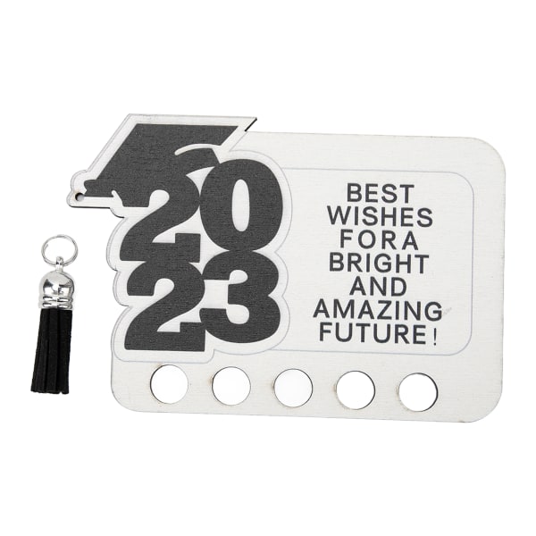 Graduation Gavekort Holder 2023 Unik Træ Graduation Hilsenskort Kontant Gave til Borddekoration Sort