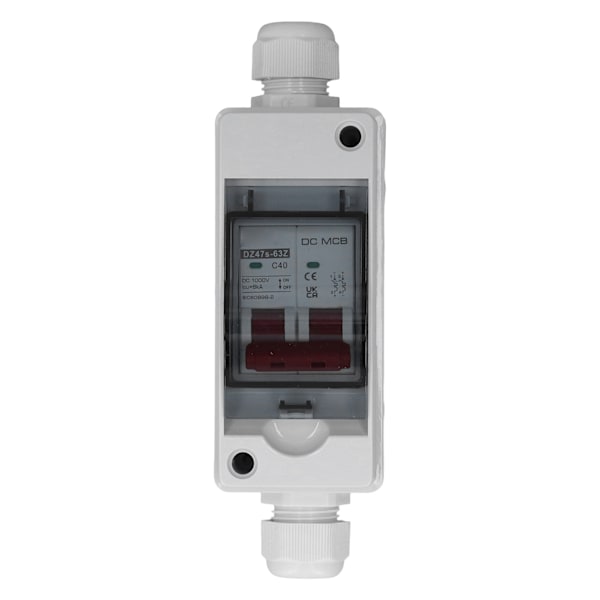 2P 40A DC-bryter, IP65 Vanntett, 6KA Brytekapasitet, DC-Isolasjonsbryter for Solcelle-PV-systemer opptil 1000V