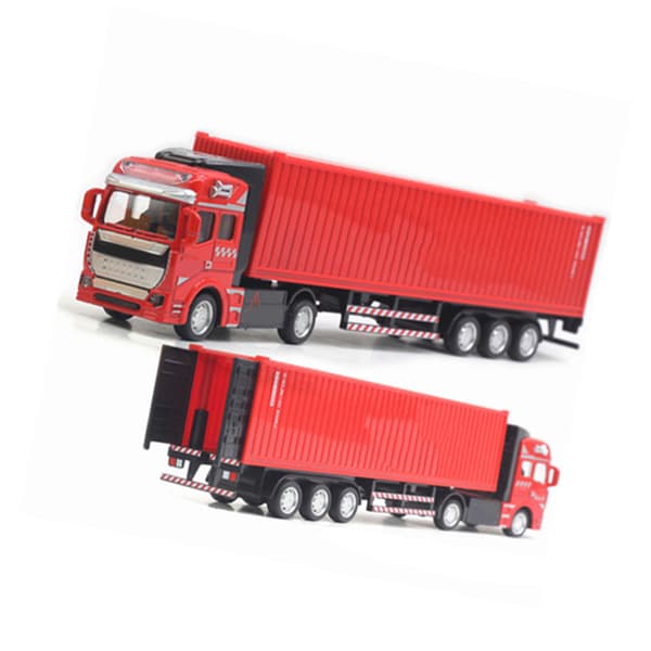 Rød Pull Back Container Lastbil Legetøj Høj Simulation Plast Legering Model til Drenge Piger Børn Gave
