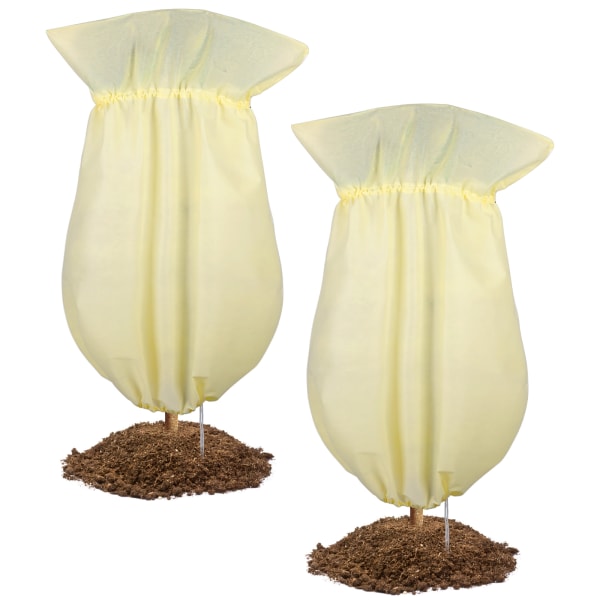 Paksutettu kuitukangas kasvin cover, talvinen cover, lämmin ja kylmänpitävä cover - beige kaksinkertainen kiristysnyörimalli, korkeus 180cm*wi