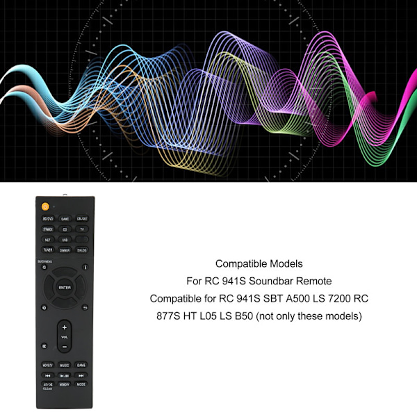 RC-941S fjernkontroll erstatningsdel for SBT A500 LS 7200 RC 877S HT L05 LS B50 Soundbar (sendes uten batteri)