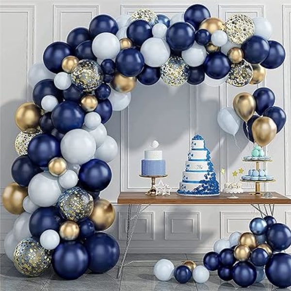 133 blå set, marin set, födelsedagsballong, färgglad konfettiballong för födelsedagsdekoration, baby shower, bröllop