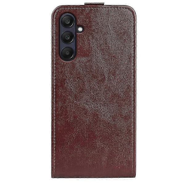 R64 Textur Vertikalt Flip Läder Telefonfodral Brown