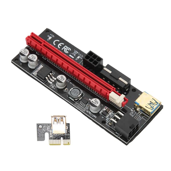 PCIe 1X til 16X Riser-kort med USB-kabel 6-benet strøm solide kondensatorer fast spænde design GPU Riser Express-kabel sort