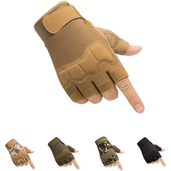 (L) Taktiske fingerløse hansker, gule, lette, pustende og beskyttende utendørs militærhansker for skyting, jakt, coto, klatring