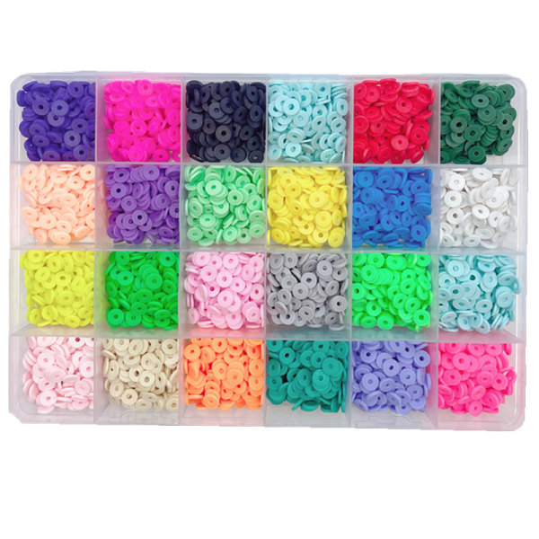 4000+ stykker flade perler sæt, 24 farver bogstav flade perler Håndlavet polymer ler, farverige runde flade perler, til børn smykker DIY halskæde Armbånd ørering