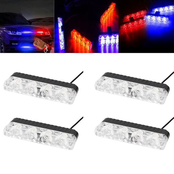 12V 24 LED Trådløs Fjernkontroll Super Sterk 4 Flash Lys Bar Strobelys