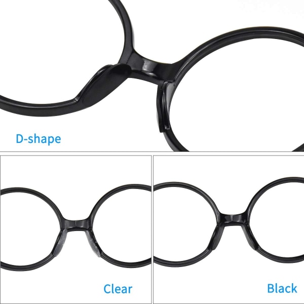 40 paria 1 mm liukumattomat silikoniset nenätyynyt Liimalliset nenätyynyt lasit aurinkolasit silmälasit (läpinäkyvä + musta)