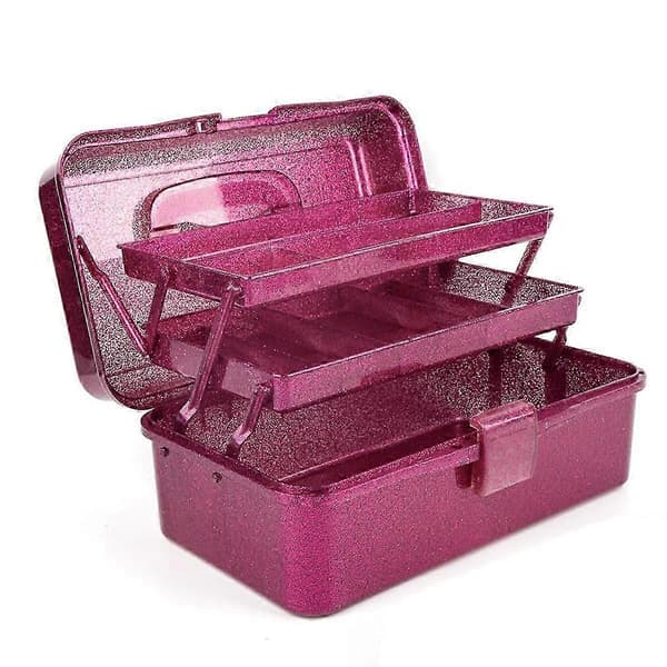 Glitter Pink & Craft Tool Opbevaringsboks, 3-lags stabelbar bære-grejboks Syboks Organizer til Ar