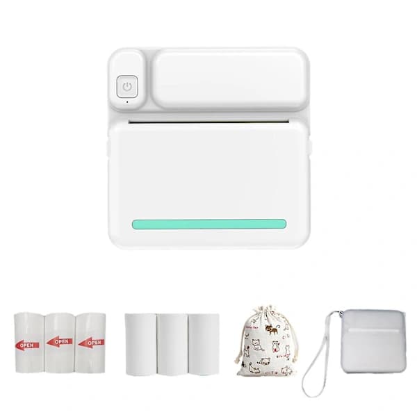 Termisk bærbar Bluetooth-printer 57mm Mini Trådløs POS Termisk Billedfotoprinter til Android IOS Mobiltelefon FLYE1984-C11 Blå Gratis...